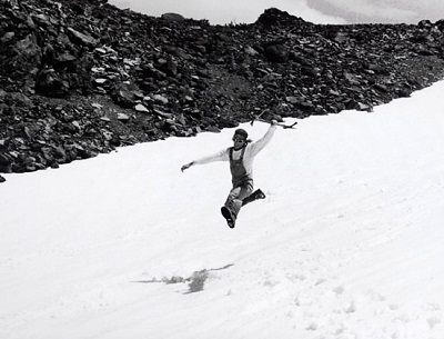 Mark Lansing races down Middle Sister in the Oregon Cascades in 1978.